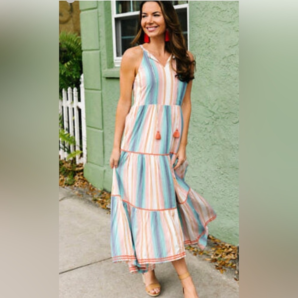 Stunning Matilda Jane Let’s Get Together Sunset Season halter maxi